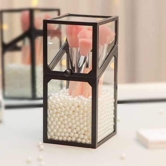 Glass Makeup Brush Holder – Elegant Organizer Bucket for Brushes, Beauty Tools & Vanity Storage