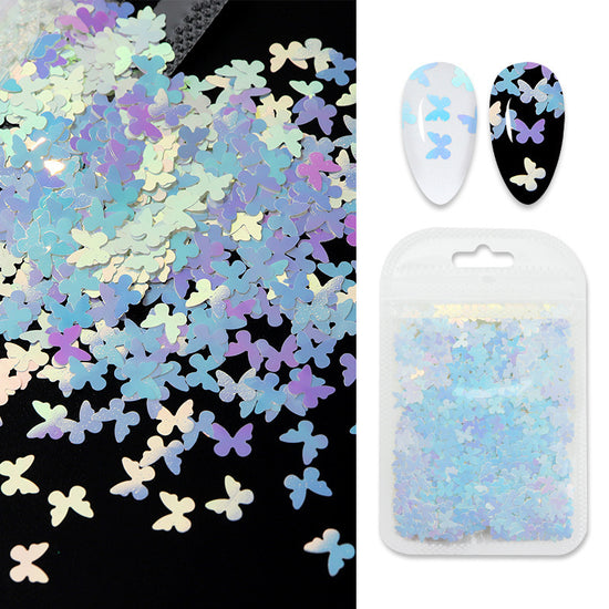 Butterfly & Flower Nail Art Sequins – Holographic Glitter Flakes for DIY Crystal Gel & Acrylic Nails