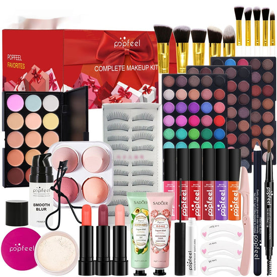 POPFEEL All-in-One Makeup Kit – Multifunctional Complete Cosmetic Set with Eyeshadow, Lipstick, Brushes & Face Palette for Beginners & Professionals
