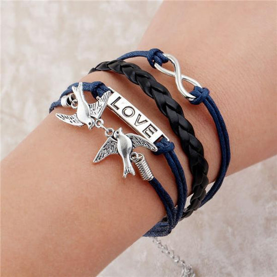 Love Anchor Charm Bracelet – Multi-Layer Braided Leather Wrap Wristband for Women & Men
