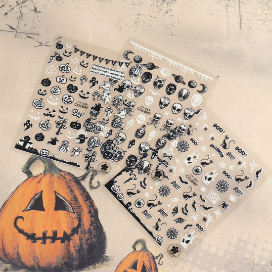 Glow in the Dark Halloween Nail Stickers – Self-Adhesive Nail Art Decals for DIY Manicure, Spooky Ghost & Pumpkin Designs