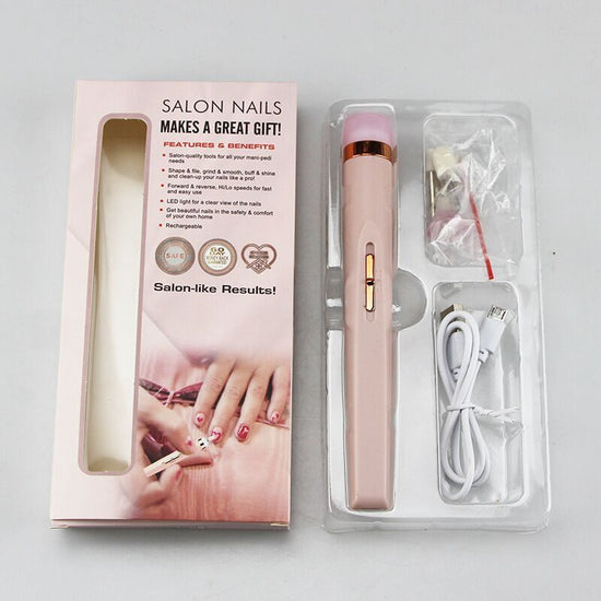 Electric Nail Drill Machine – 5-in-1 Rechargeable Nail File, Trimmer & Polishing Tool with LED Light