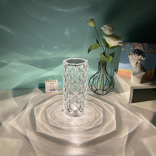 Nordic Crystal Touch Lamp – USB Rechargeable Diamond Night Light, Dimmable Bedside Table Lamp Décor