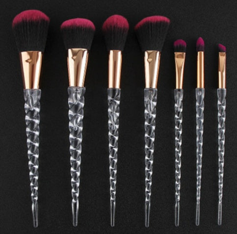7-Piece Crystal Makeup Brush Set – Professional Beauty Brushes with Transparent Spiral Handles