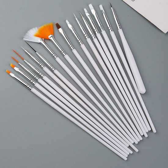 Professional Nail Art Brush Set – 15pcs Acrylic UV Gel Painting & Detailing Brushes for Manicure Design
