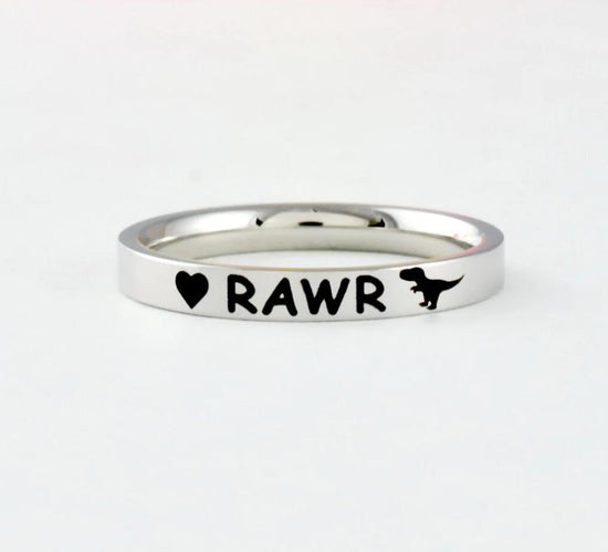 RAWR Best Friend Ring – Cute Titanium Couple Friendship Band for Women & Men